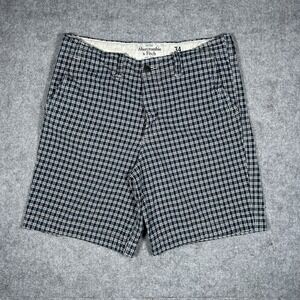 Abercrombie Fitch Shorts Men's Size 34 Plaid Heavyweight Drawstring Button Fly‎